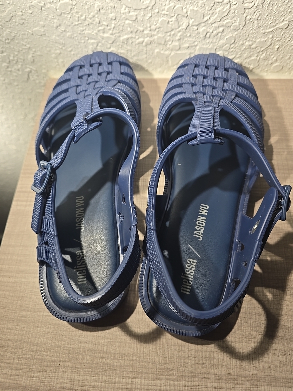 Melissa Jason Wu Navy Blue Woven Jelly Sandals - Picture 6 of 13